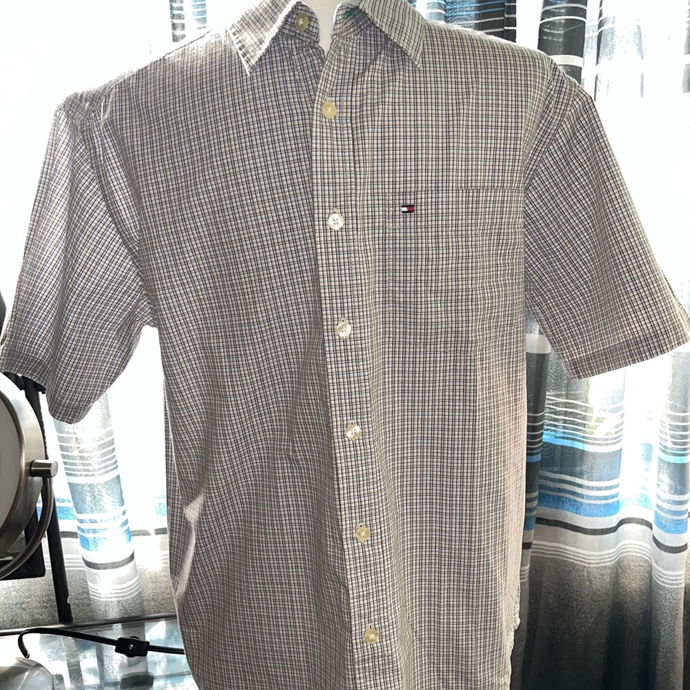 Tommy Hilfiger Mens blue plaid button down shirt